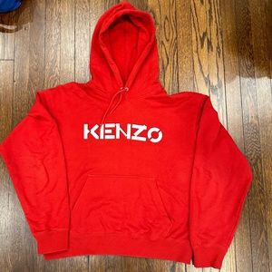 Kenzo Men's Classic Logo Hoodie Sweatshirt- Cherry-XXL
